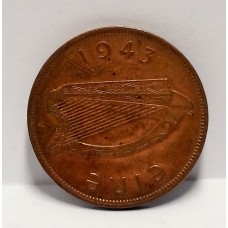 IRELAND 1943 . ONE 1 PENNY . SCARCE